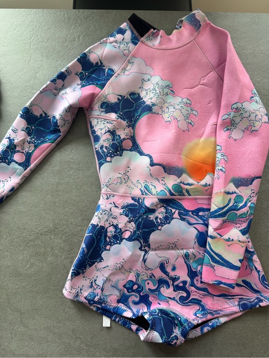 Cynthia Rowley Other - Cynthia Rowley Pink and Navy Wave-Print Long Sleeve One-Piece Swimsuit wetsuit